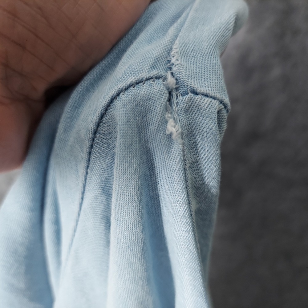 Hester & Orchard Button Up Tunic Women S Blue Sharkbite Frayed Hem‎ Distressed - Picture 12 of 12